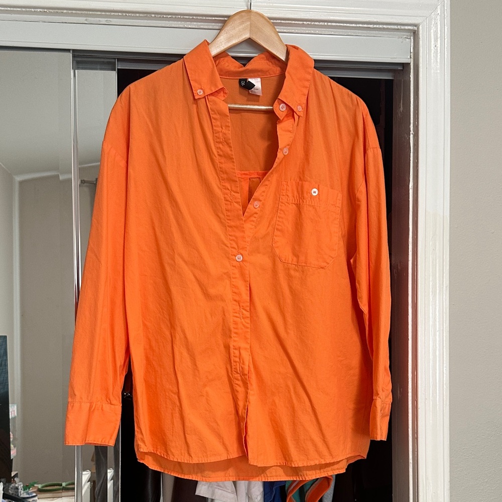 H&M Orange Button Down Shirt